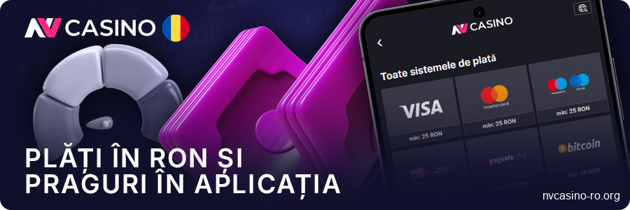 Efectuați plăți prin aplicația mobilă NV Casino
